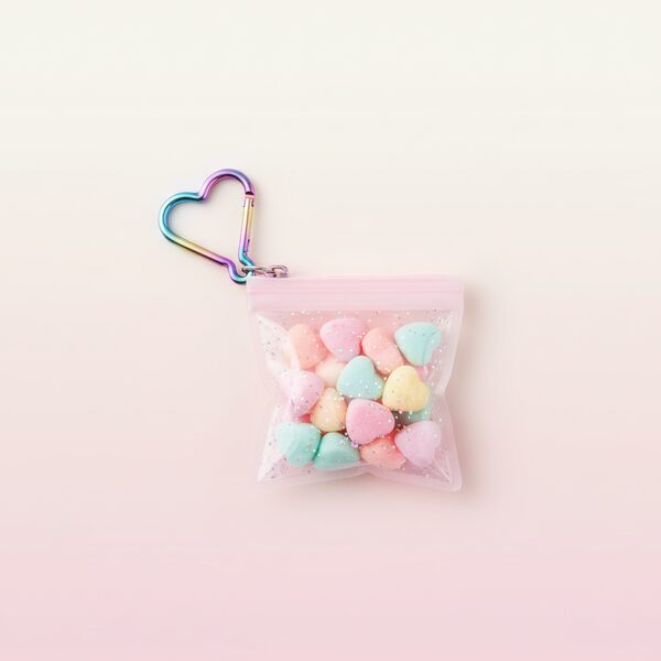 Sanrio Colorful Heart Carabiner Clear Pouch