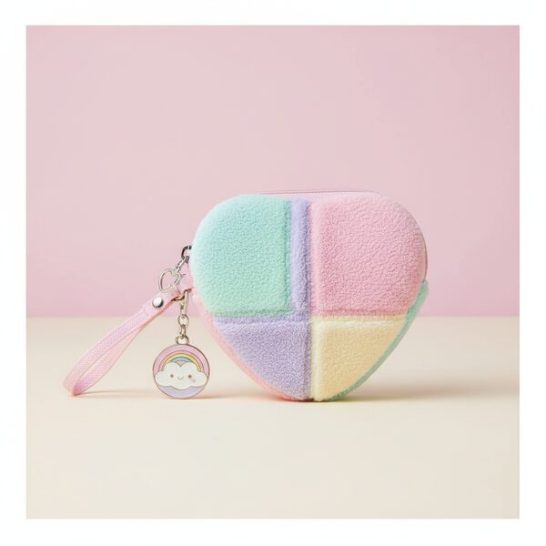 Sanrio Colorful Heart Mini Pouch And Badge