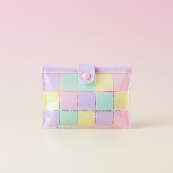 Sanrio Pastel Check Clear Snap Mini Pouch
